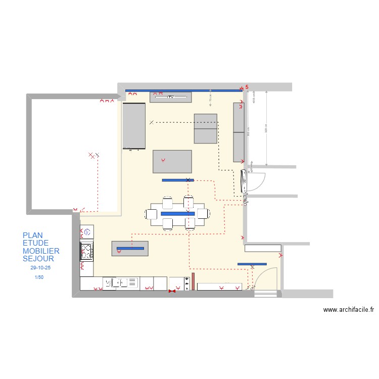 PLAN - SEJOUR 29-10-25 - 1-50. Plan de 1 pièce et 55 m2