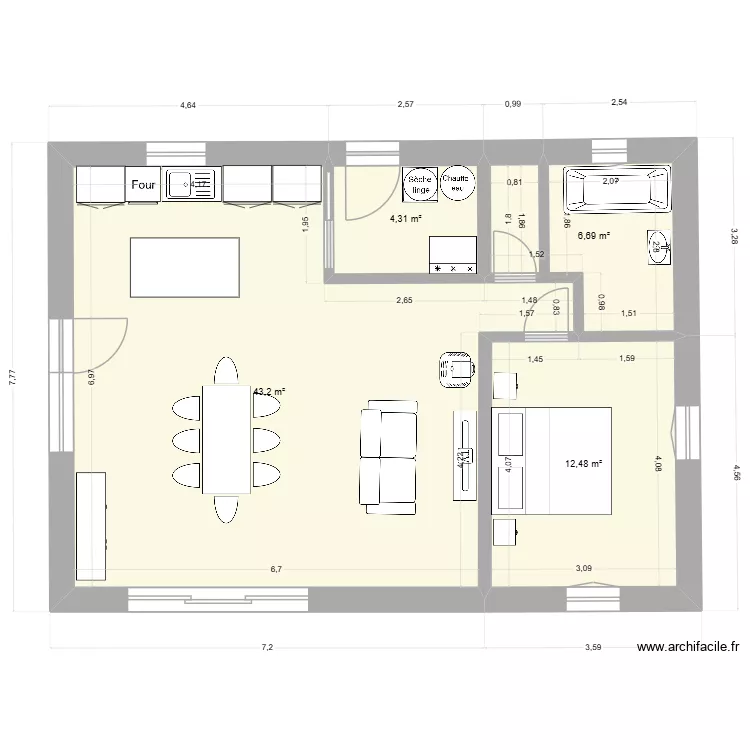 plan oc&eacute;ane. Plan de 4  et 67 m²