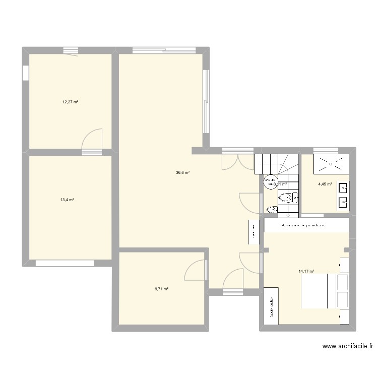 maison Lauren et Kevin IPN sdb public. Plan de 7 pièces et 94 m2