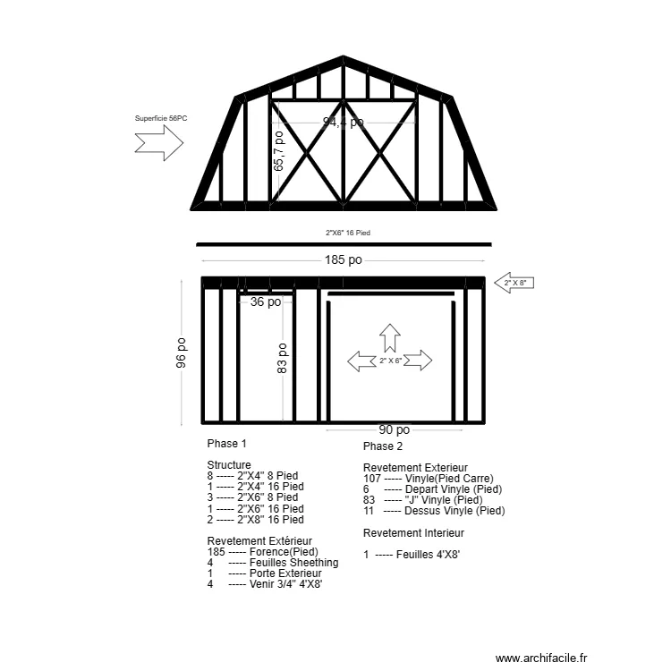16X20 Mur Cot&eacute; Maison. Plan de 