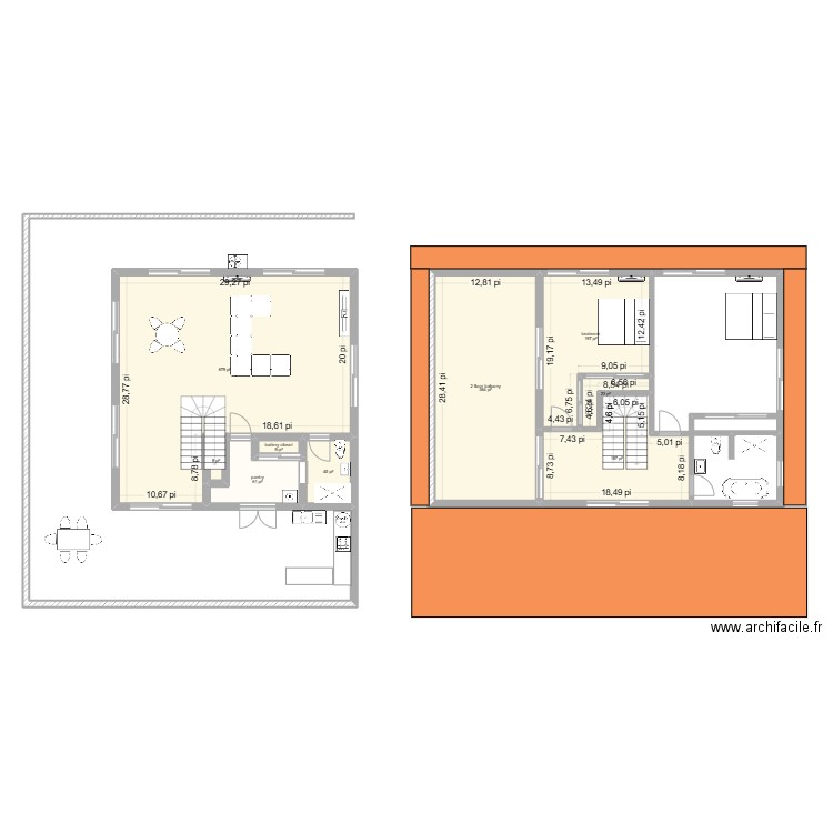 2e maison. Plan de 9 pièces et 146 m2