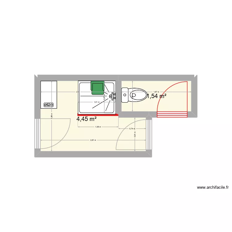 quiniou 2. Plan de 2  et 6 m²