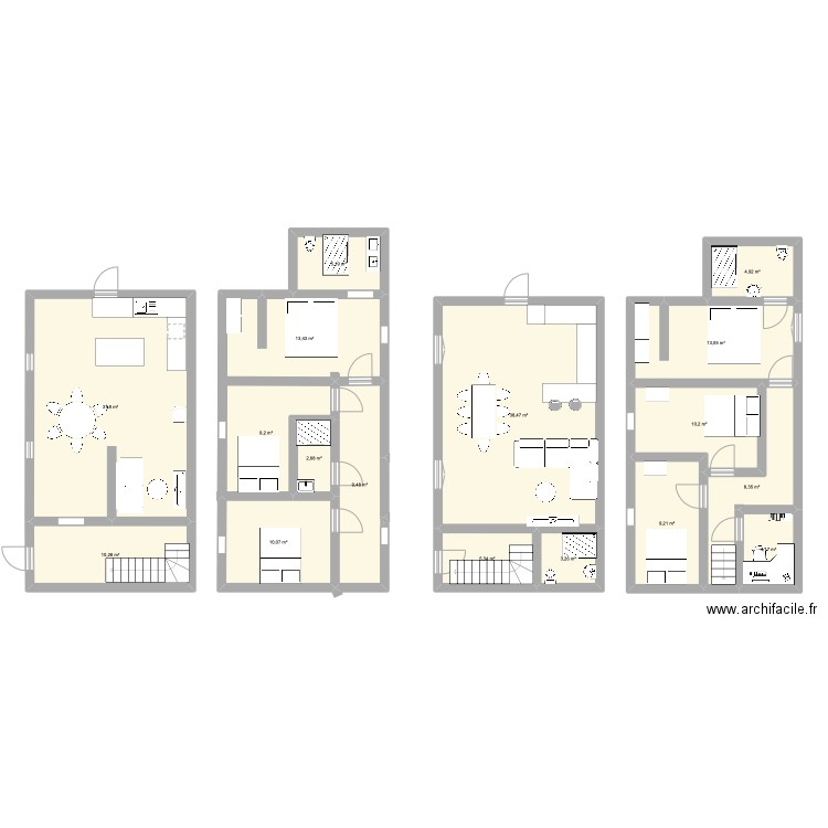 maison Aurignac . Plan de 17 pièces et 195 m2