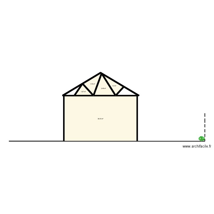 garage. Plan de 5 pièces et 46 m2