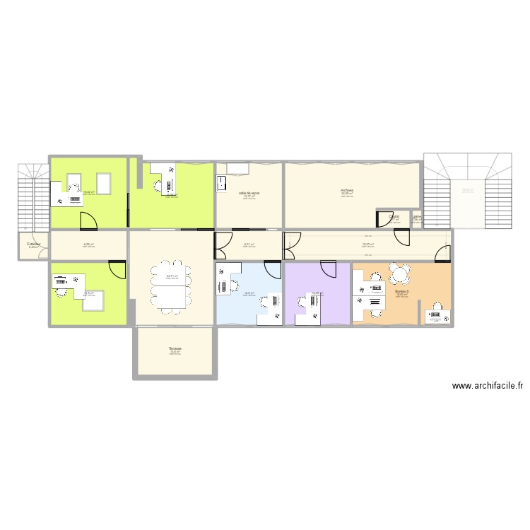 mairie - etage -projet 3. Plan de 28 pièces et 410 m2