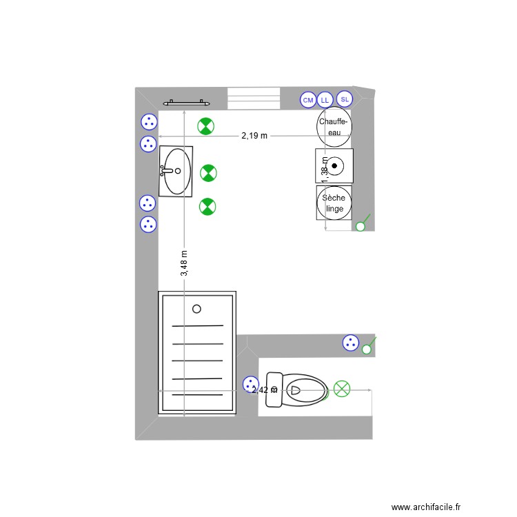 sdb. Plan de 0 pièce et 0 m2