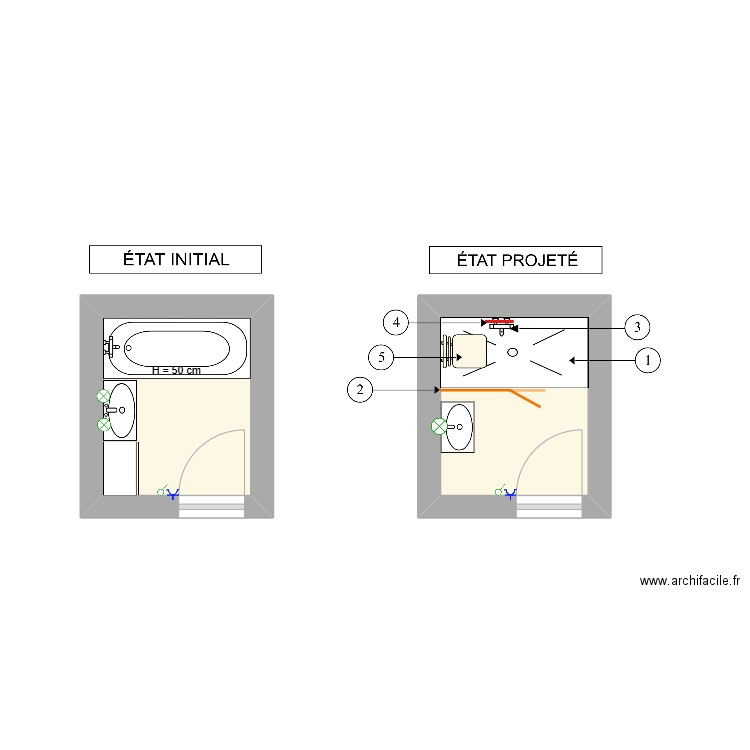 MARQUES. Plan de 2 pièces et 7 m2