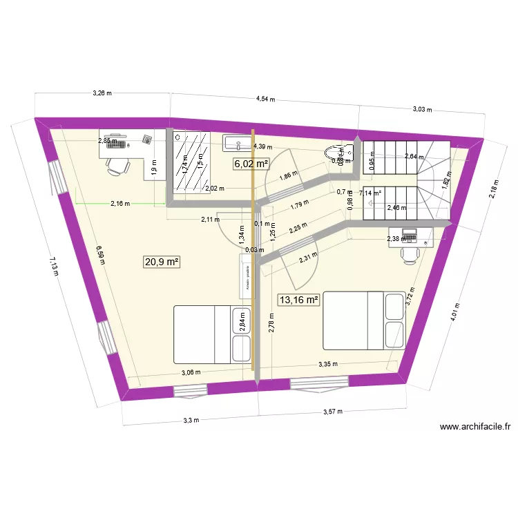ET2-last. Plan de 4 Pièces et 47 m²