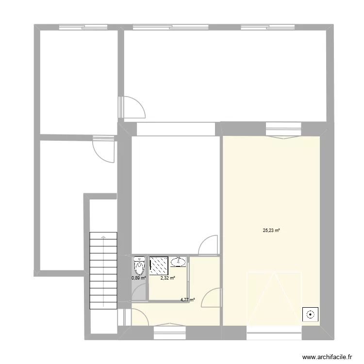 Maison RDC. Plan de 4  et 33 m²