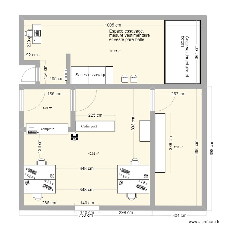 Atelier option 2. Plan de 4 pièces et 99 m2