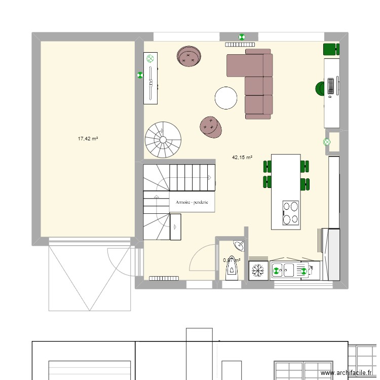 Magnolia RDC +. Plan de 3 pièces et 61 m2