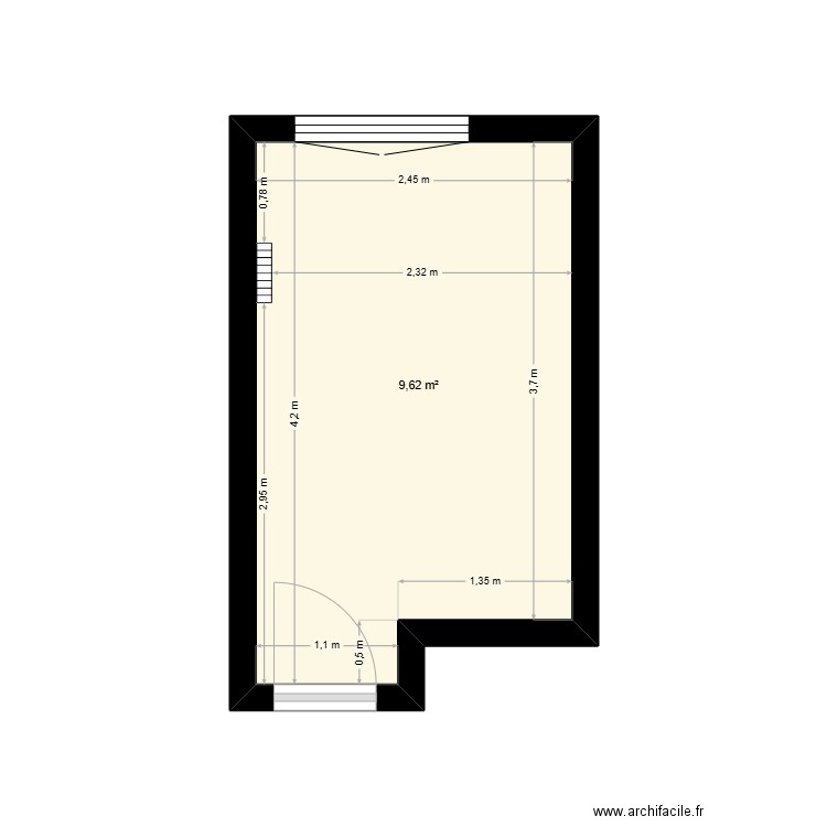 Bureau NSS. Plan de 1 pièce et 10 m2