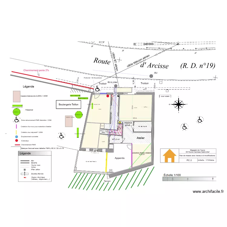PC 2 Florian Plan de masse avec travaux et modifications. Plan de 