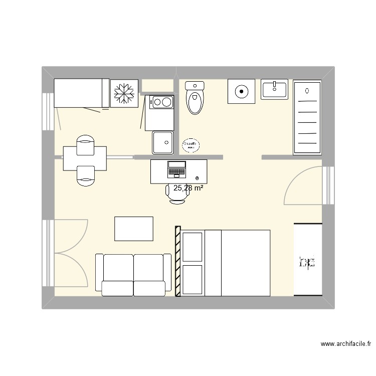 PROJET RENO. Plan de 1 pièce et 25 m2