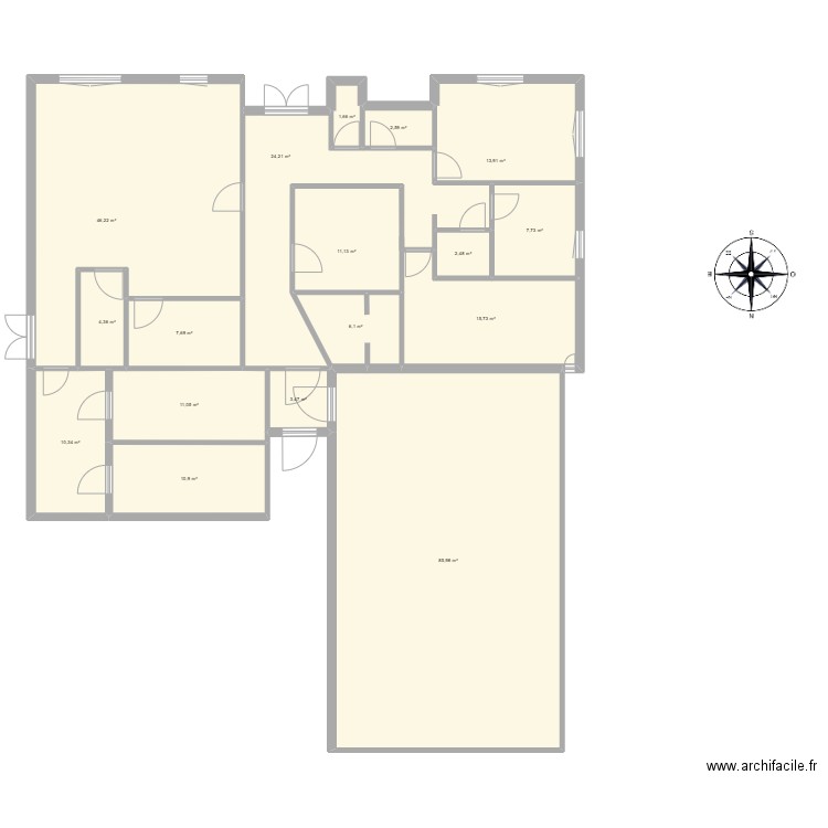 Bureaux ASM. Plan de 17 pièces et 266 m2