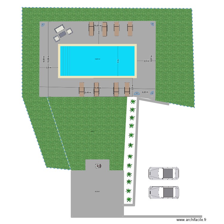 Piscine marie 2. Plan de 2 pièces et 187 m2