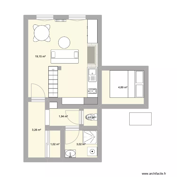 Kleber. Plan de 7  et 34 m²