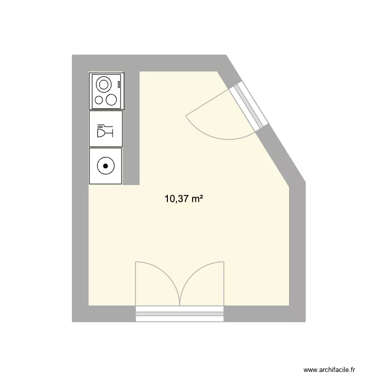 Cuisine. Plan de 1 Pièce et 10 m²