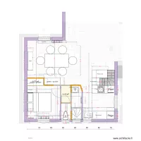 plan meublé version site parentale avec porte galandage avec arbitrage taille actuelle / taille ideale de la SaM et de la chambre