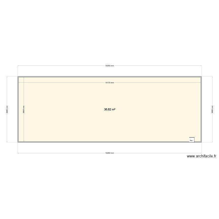 Atelier. Plan de 1 pièce et 37 m2