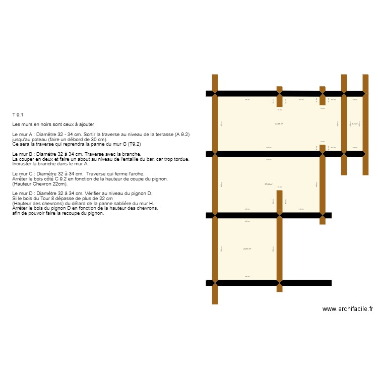 Plan T 9.1. Plan de 4 pièces et 113 m2