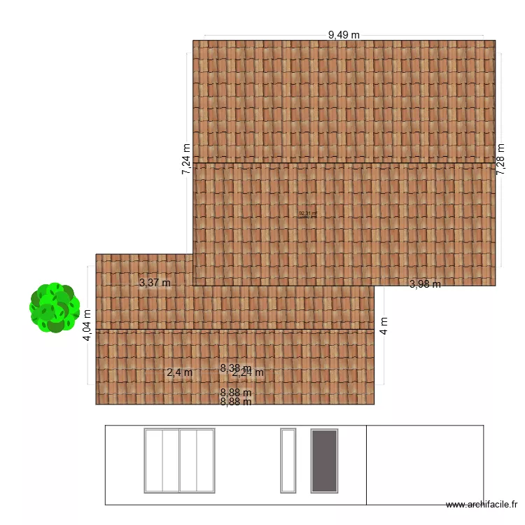 maison. Plan de 1 et 92 m² maison. Plan de 1 et 92 m²