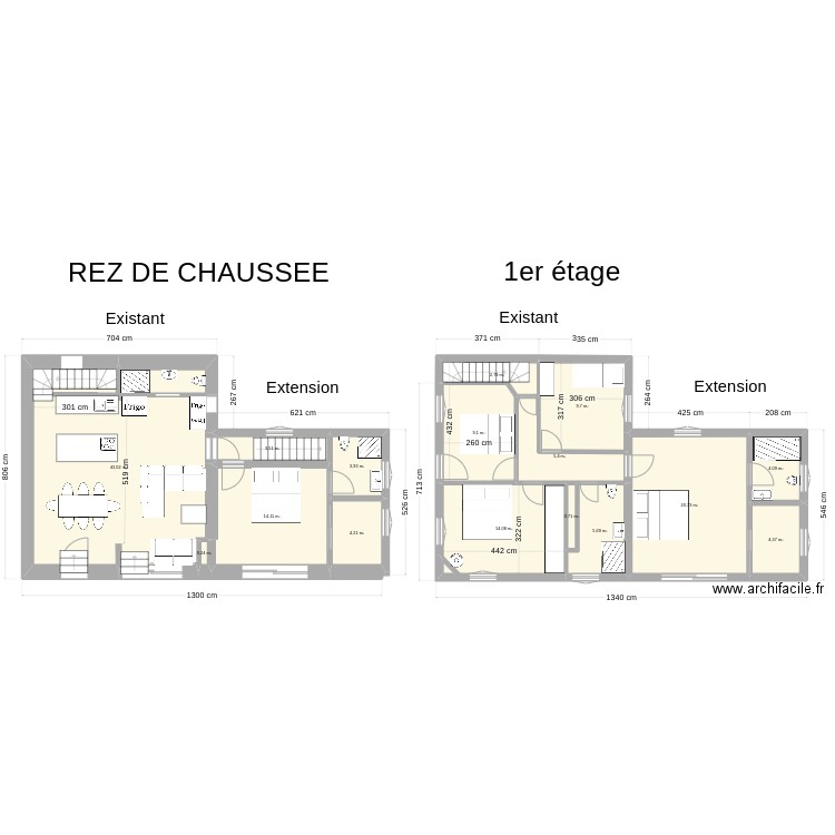 garage plan + extension. Plan de 0 pièce et 0 m2