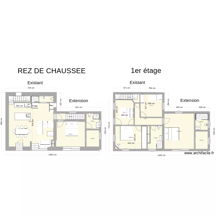 garage plan + extension. Plan de 