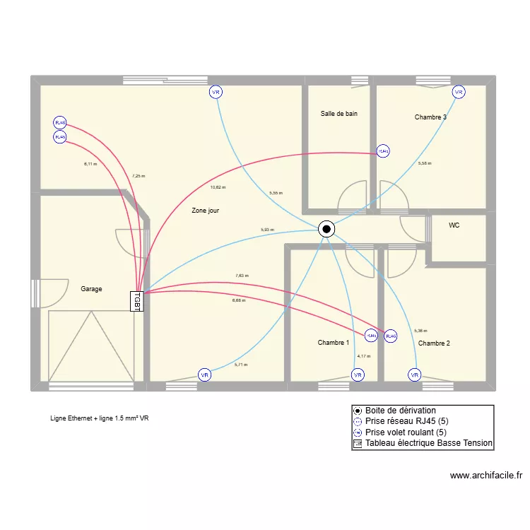 GURY VR + RJ. Plan de 7  et 100 m²
