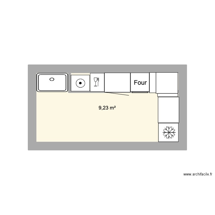 cuisine saint rem duv. Plan de 1 pièce et 9 m2