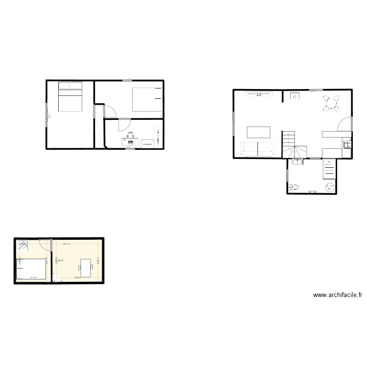 chezes. Plan de 1 pièce et 17 m2