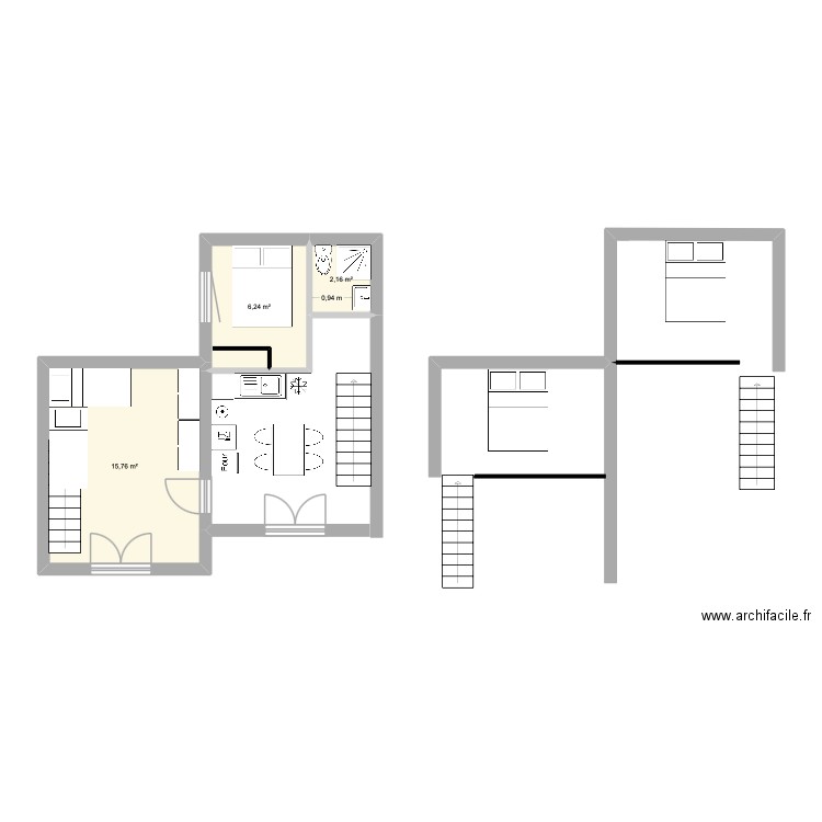 PORT LEU 3. Plan de 3 pièces et 24 m2