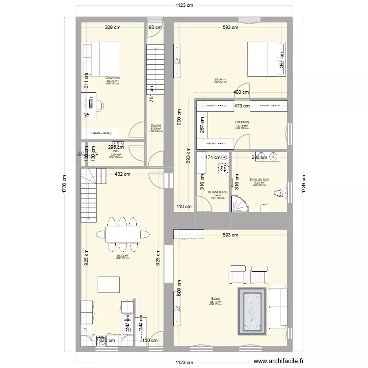 plan eva am&eacute;nagement 2. Plan de 10 pièces et 164 m²