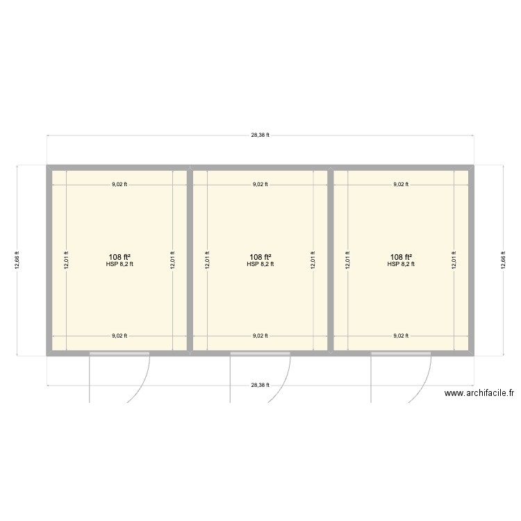 STL Plant (3) 10x13. Plan de 3 pièces et 30 m2