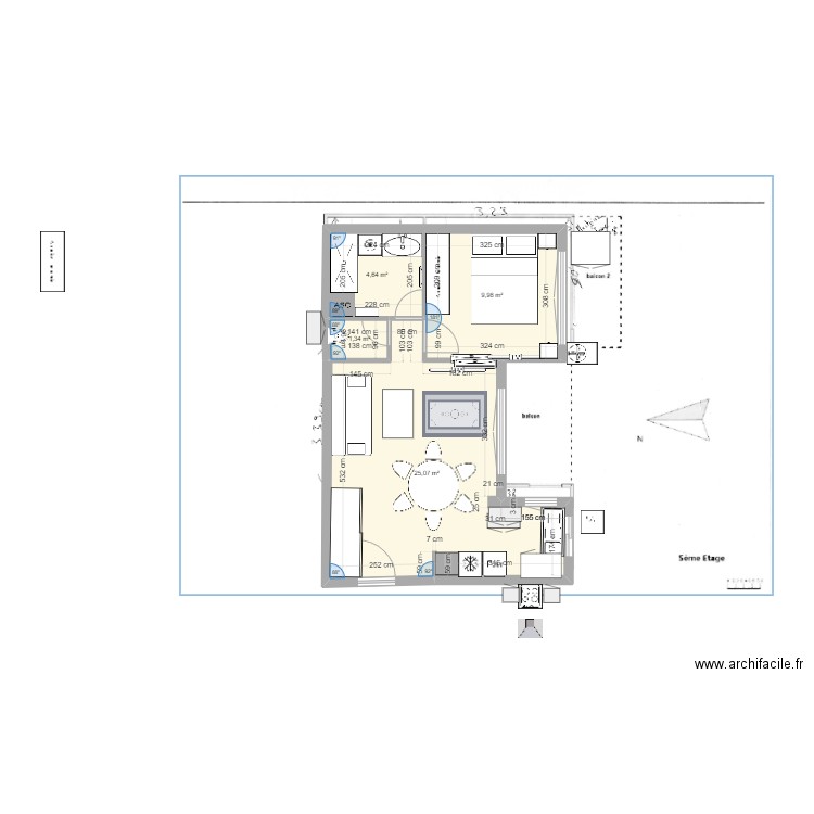 plan nathalie 5. Plan de 4 pièces et 41 m2