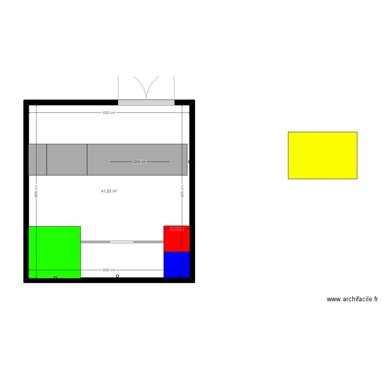 CAZAUX 1. Plan de 1 pièce et 41 m2
