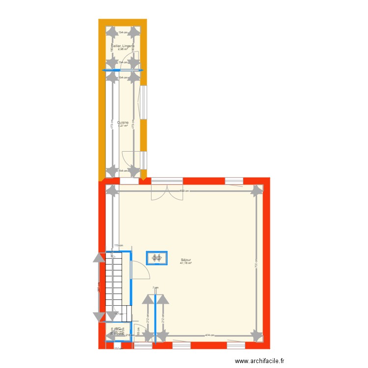 FEUCHY étude extention RELEVES DE COTES 1. Plan de 5 pièces et 59 m2