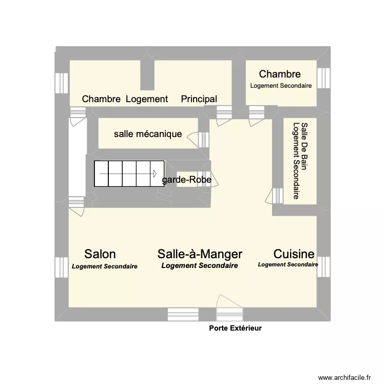 Sous-sol. Plan de 8  et 18 m²