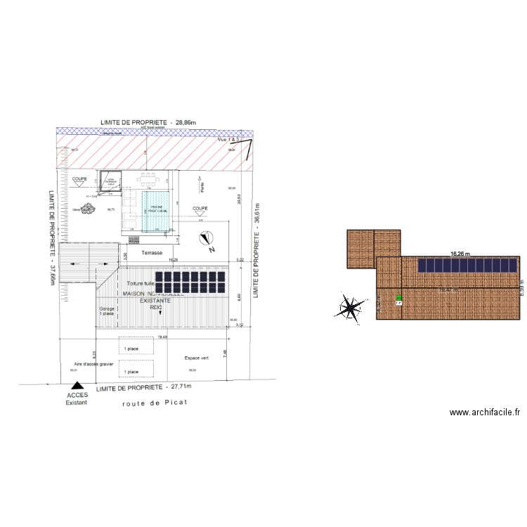 calpinage martinet. Plan de 2 pièces et 162 m2