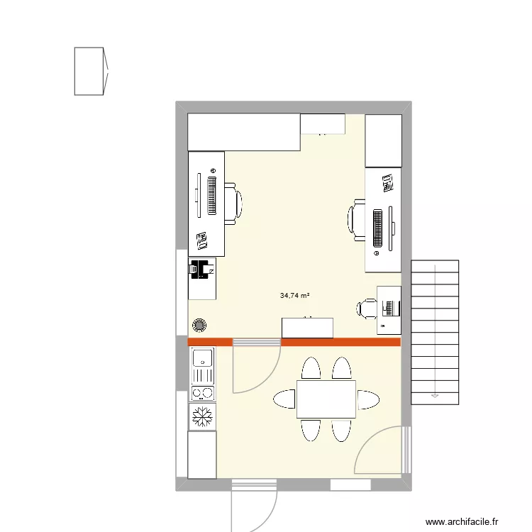 Caross Voirie &eacute;tage 3. Plan de 1 pièce et 35 m²