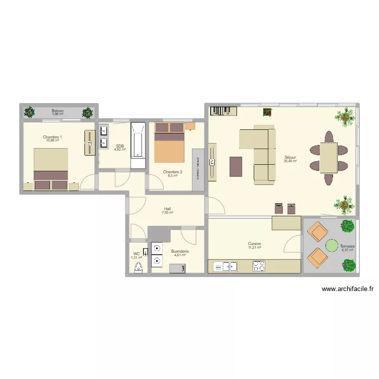 Dos Fanchons Meubles. Plan de 