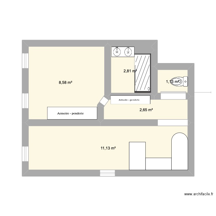 Appartement Avale. Plan de 5 pièces et 26 m2