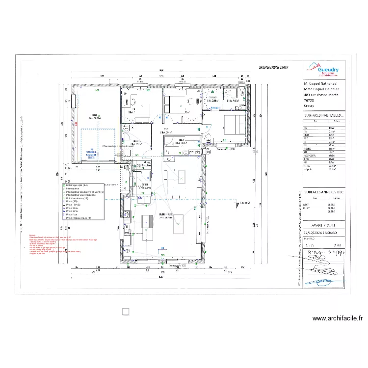 projet cressy gueudry PAYANT. Plan de 