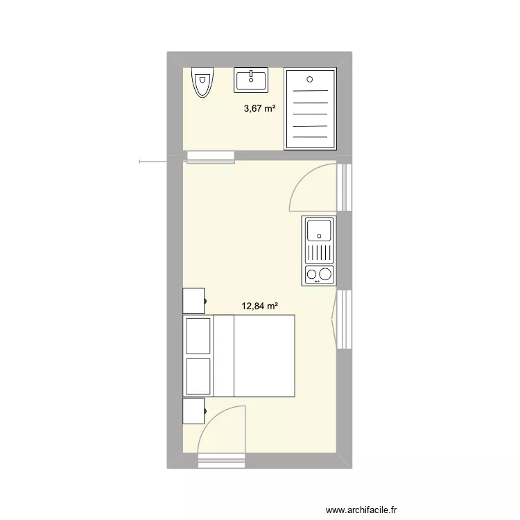 Gite 2. Plan de 2  et 17 m²