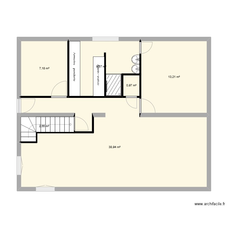 Maison Vern. Plan de 6 pièces et 72 m2