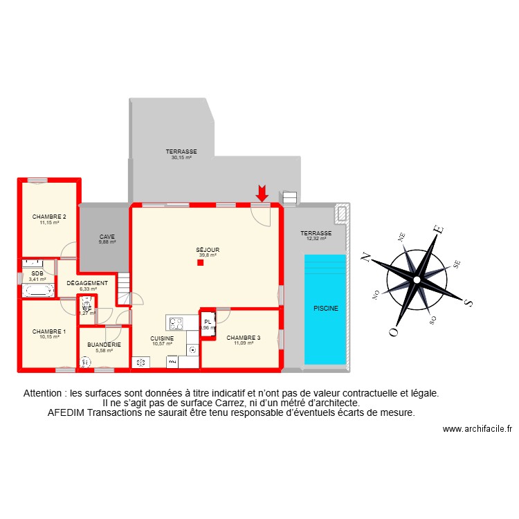 BI 27147-. Plan de 18 pièces et 170 m2