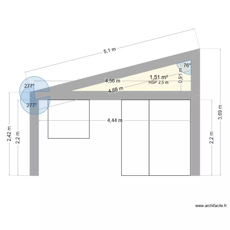 Facade atelier. Plan de 
