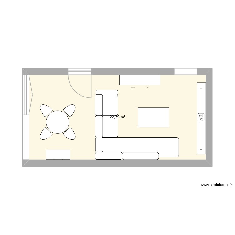 Salon Merley2. Plan de 1 pièce et 23 m2