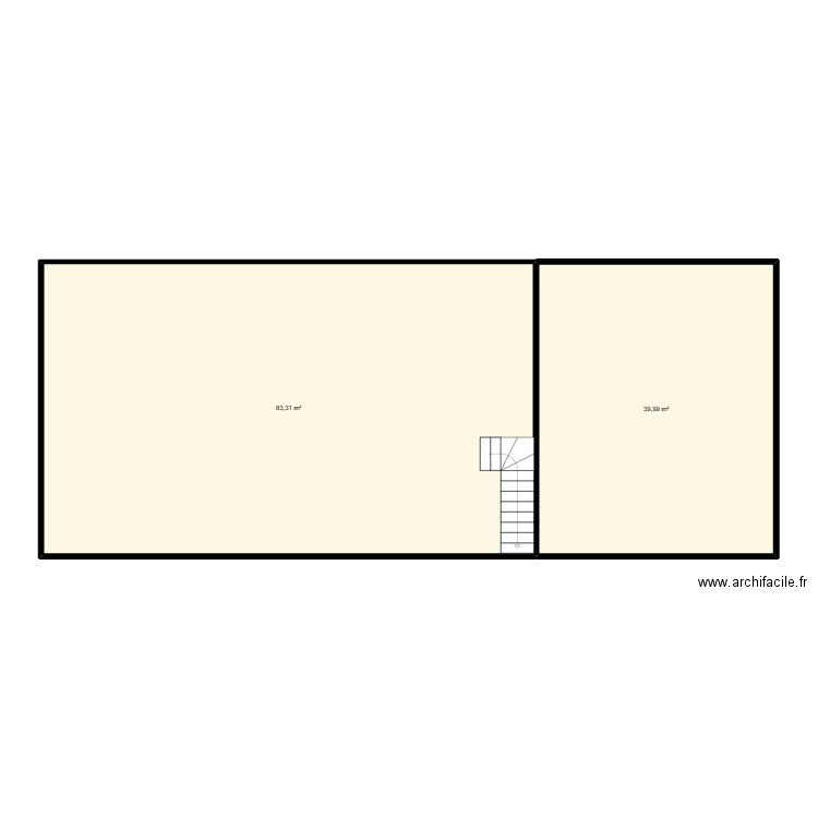 haut. Plan de 2 pièces et 123 m2