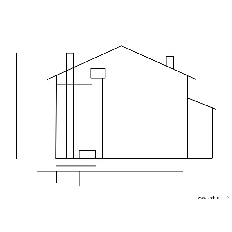 façade EST existant bis. Plan de 6 pièces et 7 m2